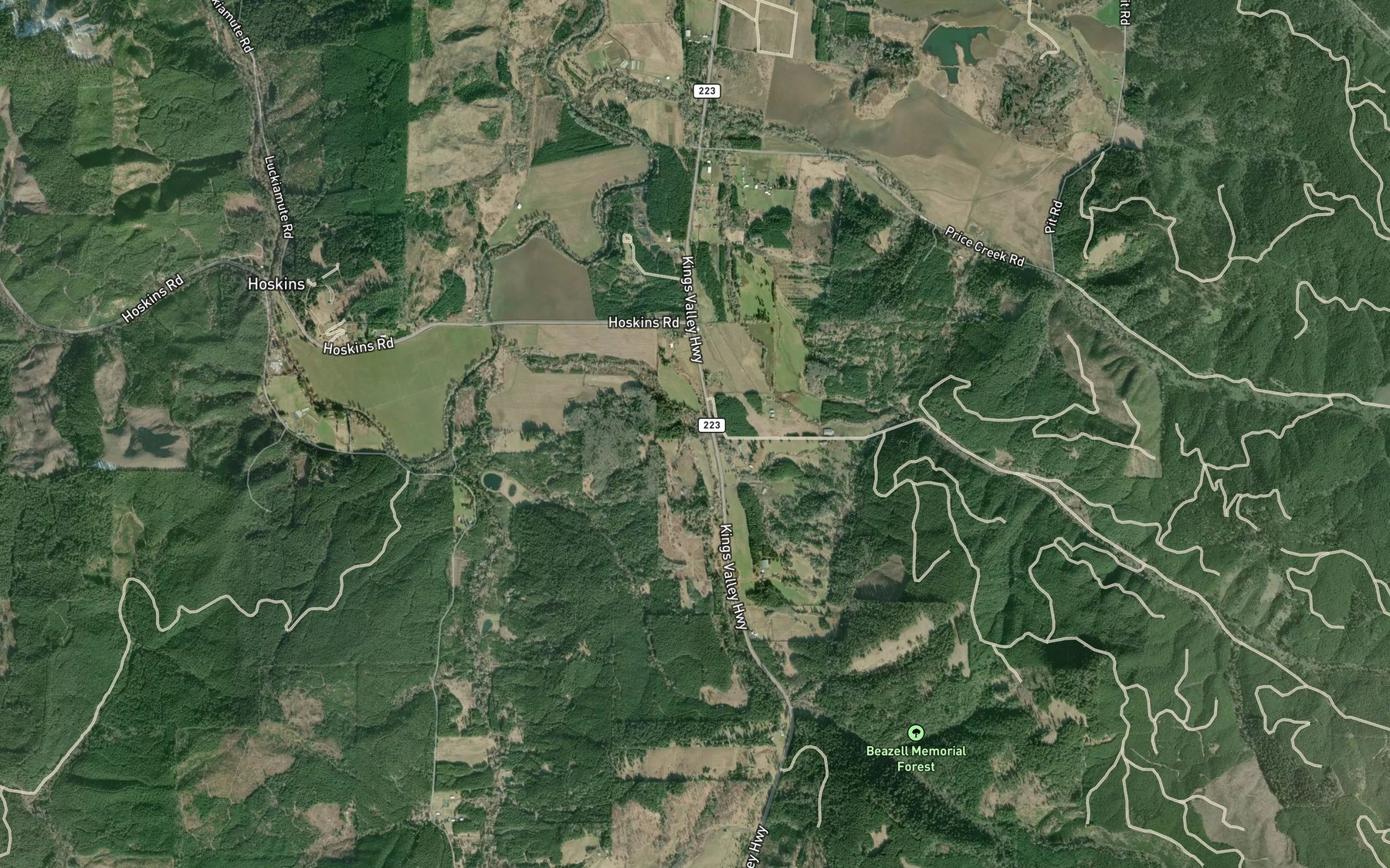 Satellite map of the Watson Creek