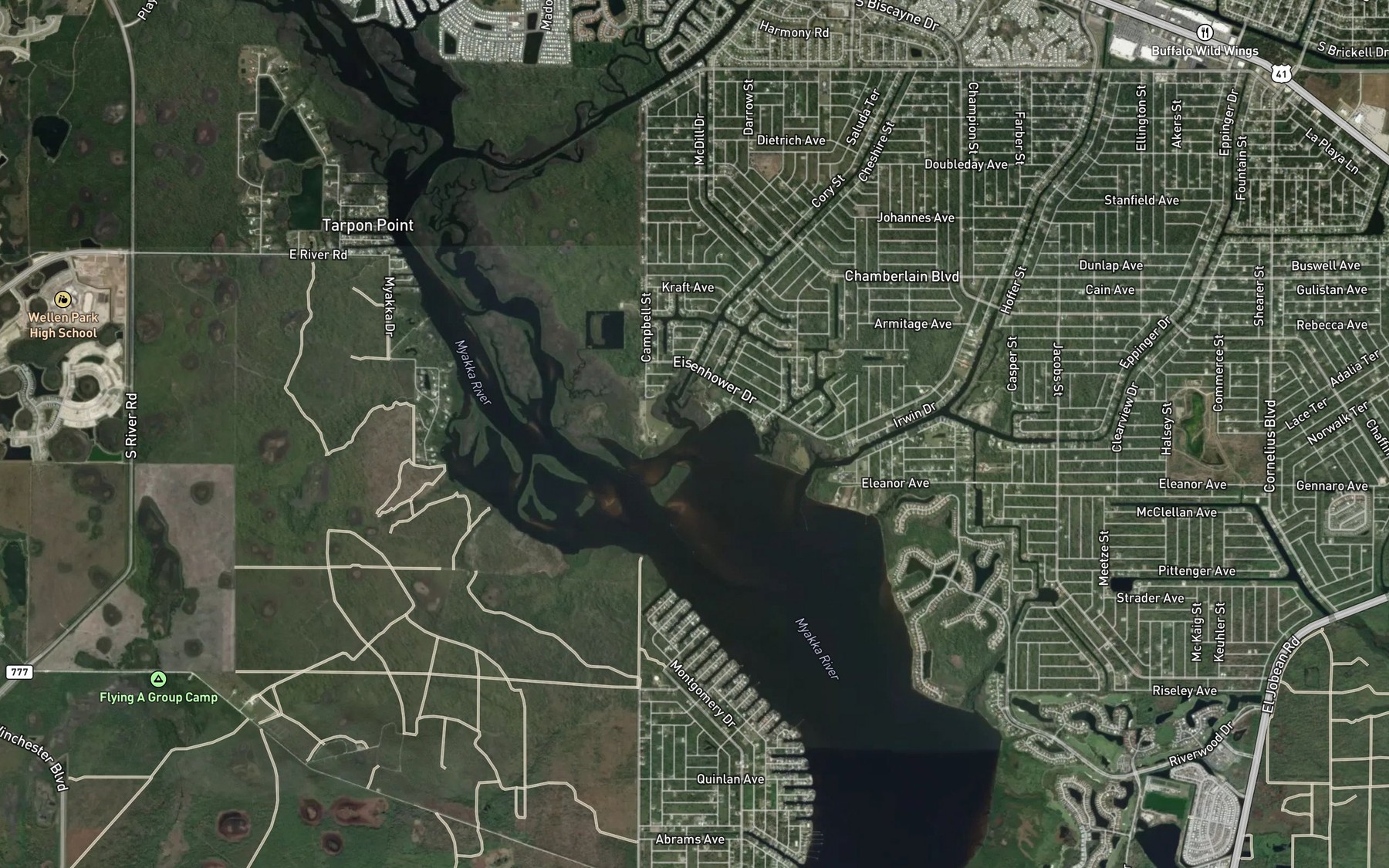 Satellite map of the Rock Creek