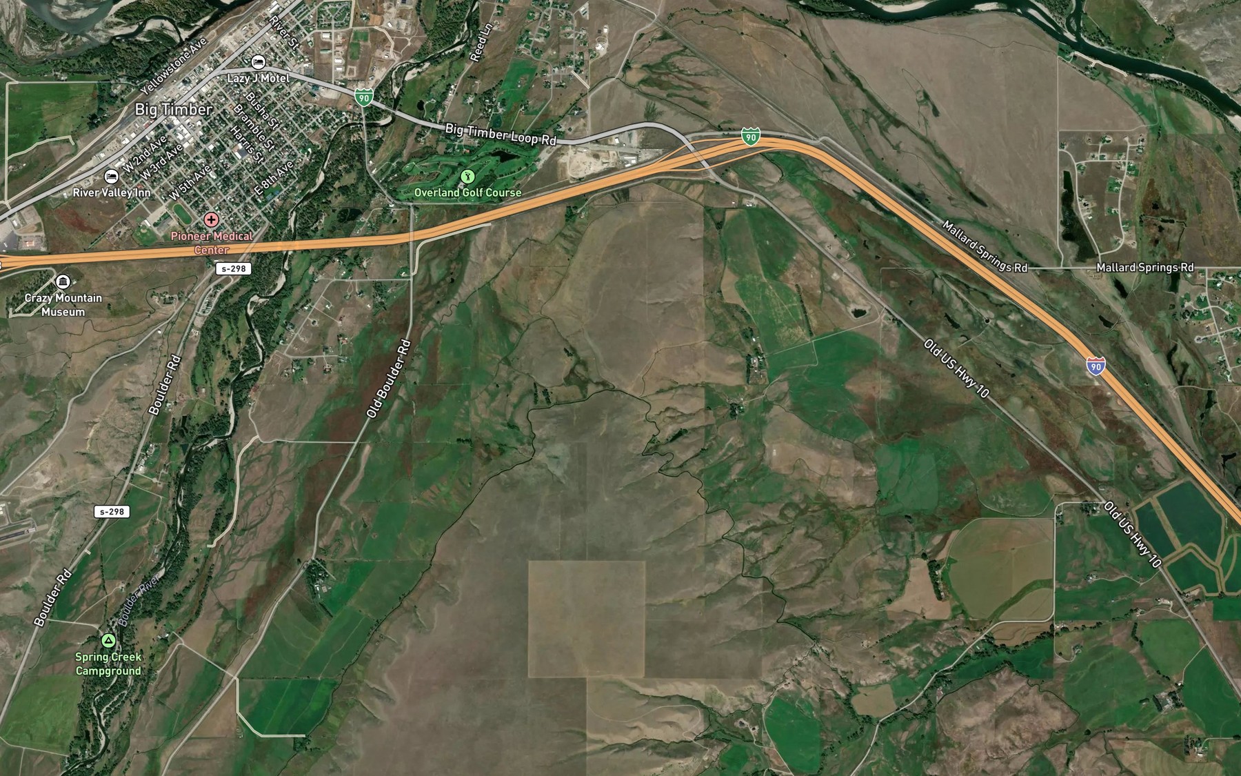 Satellite map of the Dry Creek Ditch