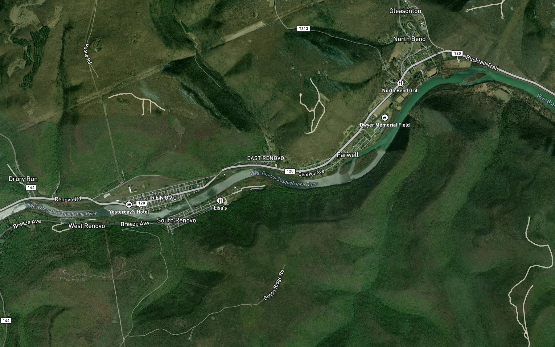 Satellite map of the Paddy Run