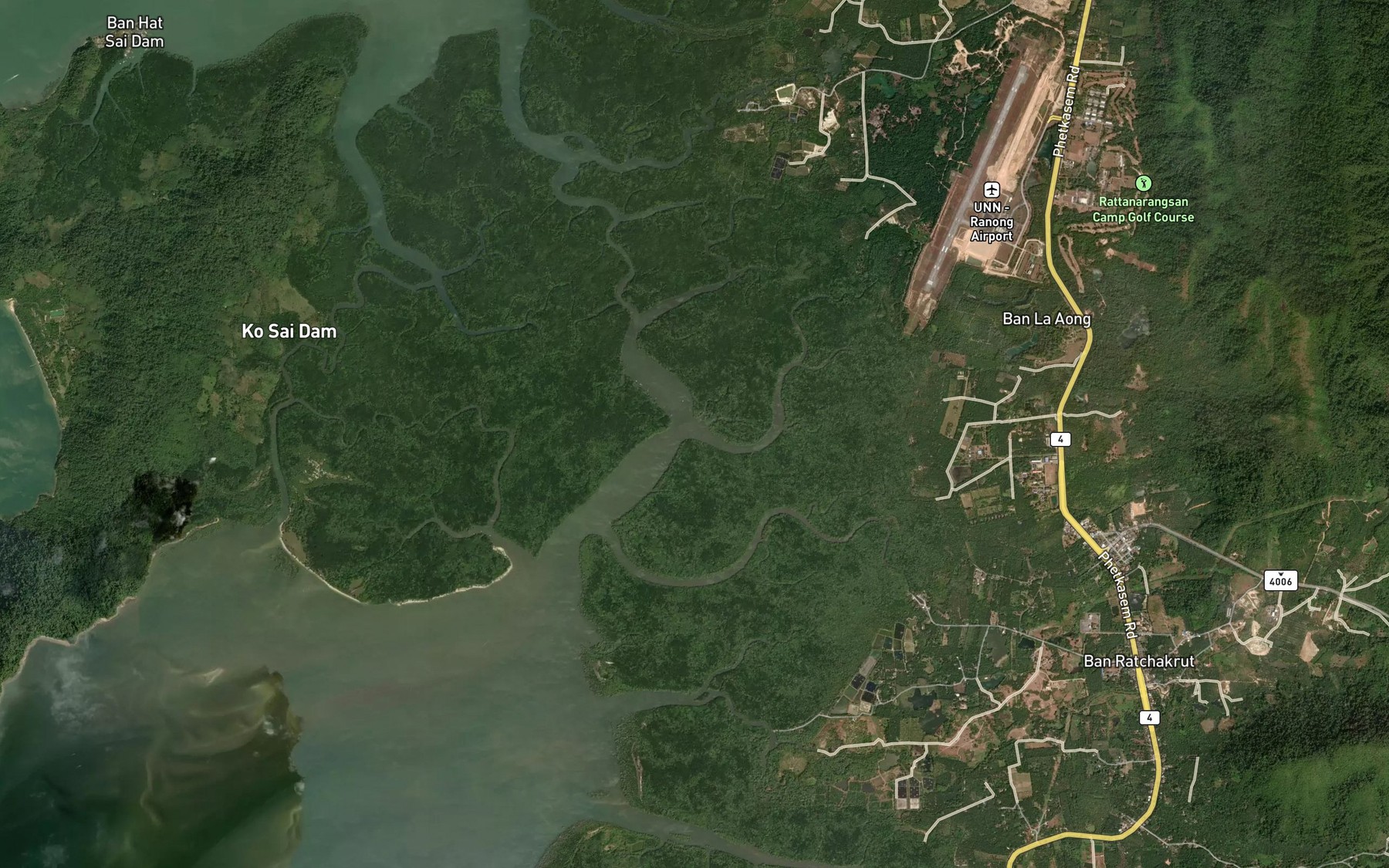 Satellite map of the Khlong Sai Khao