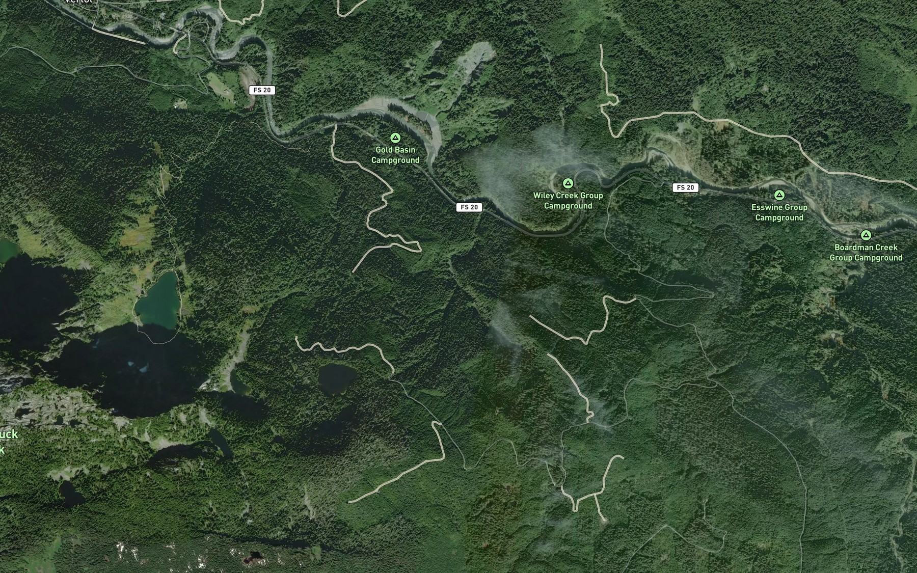 Satellite map of the Bear Creek