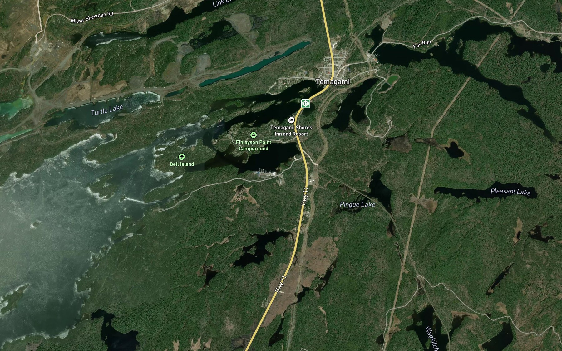 Satellite map of the Jessie Creek