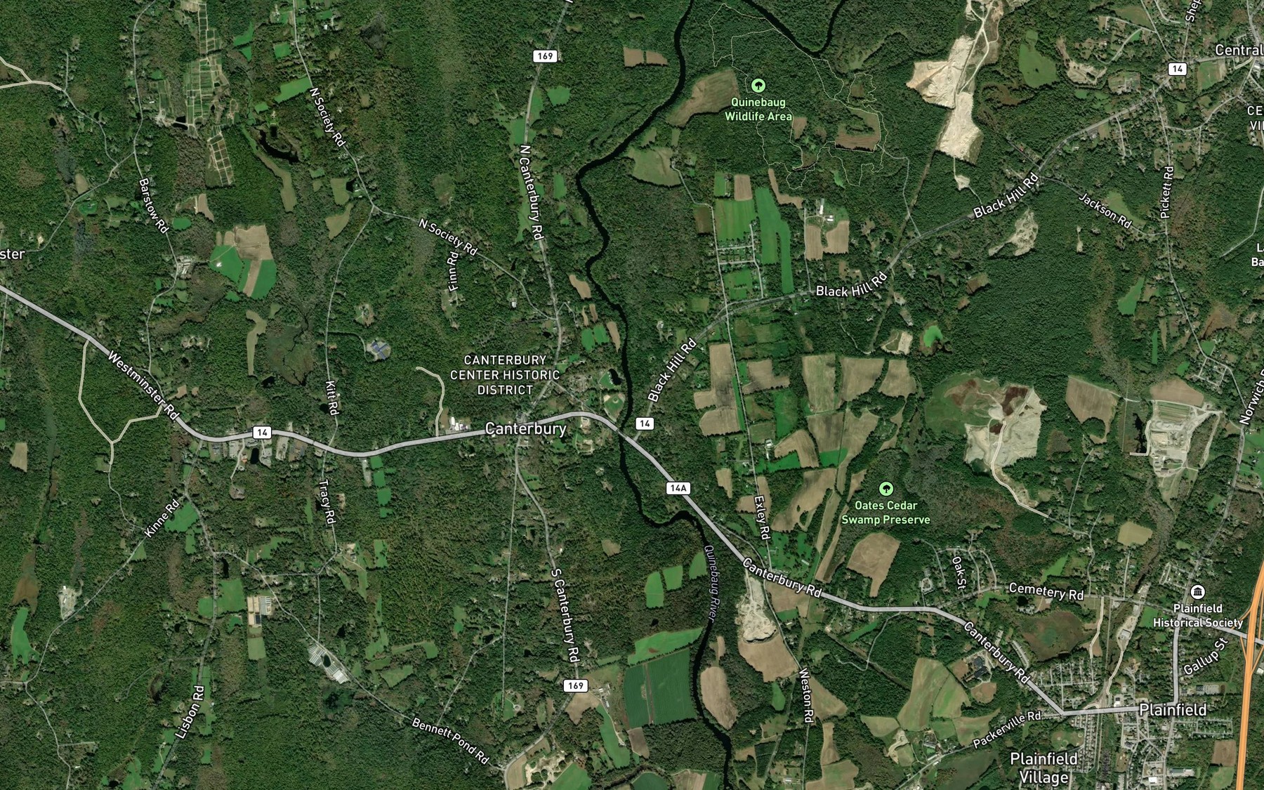 Satellite map of the Palmer Brook