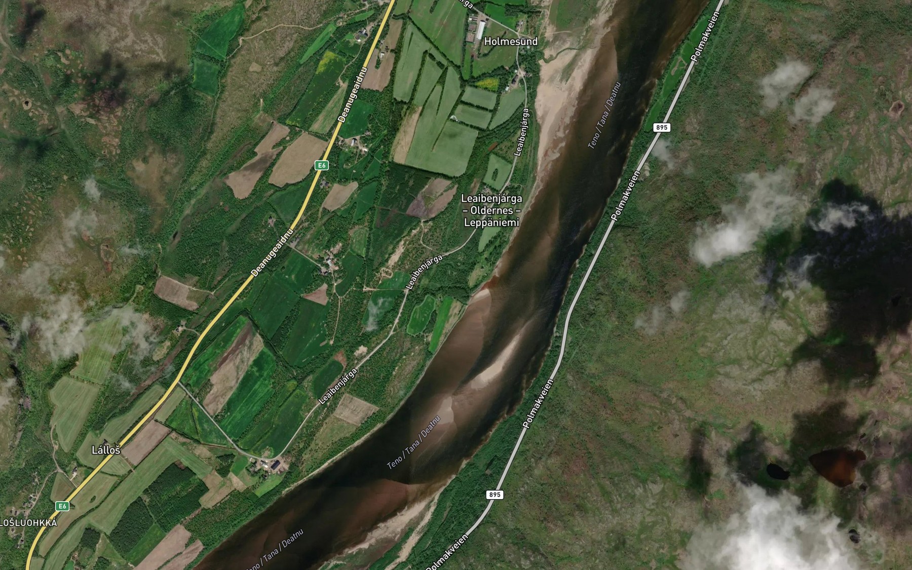 Satellite map of the Ruostojohka