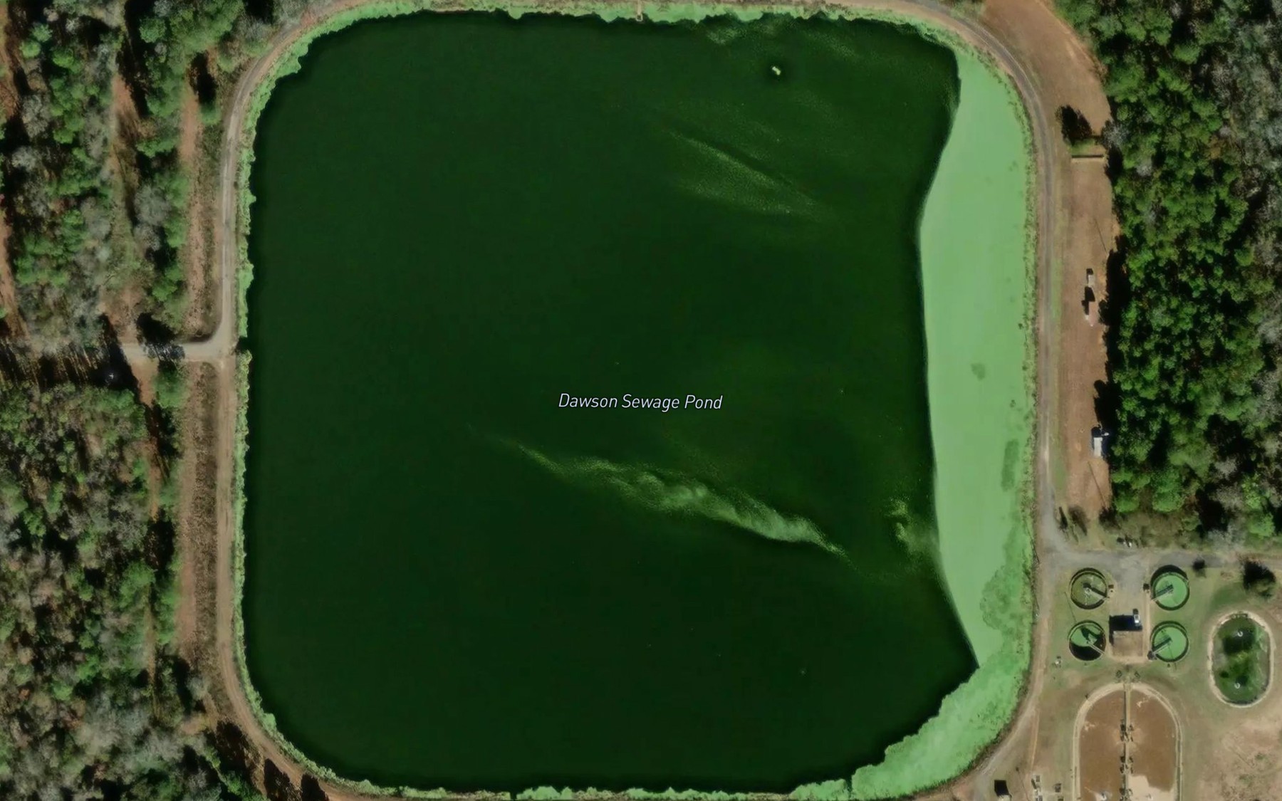 Satellite map of the Dawson Sewage Pond