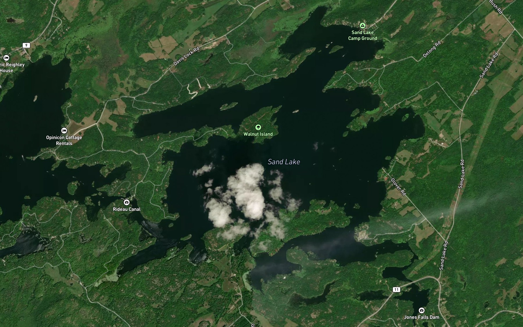Satellite map of the Sand Lake