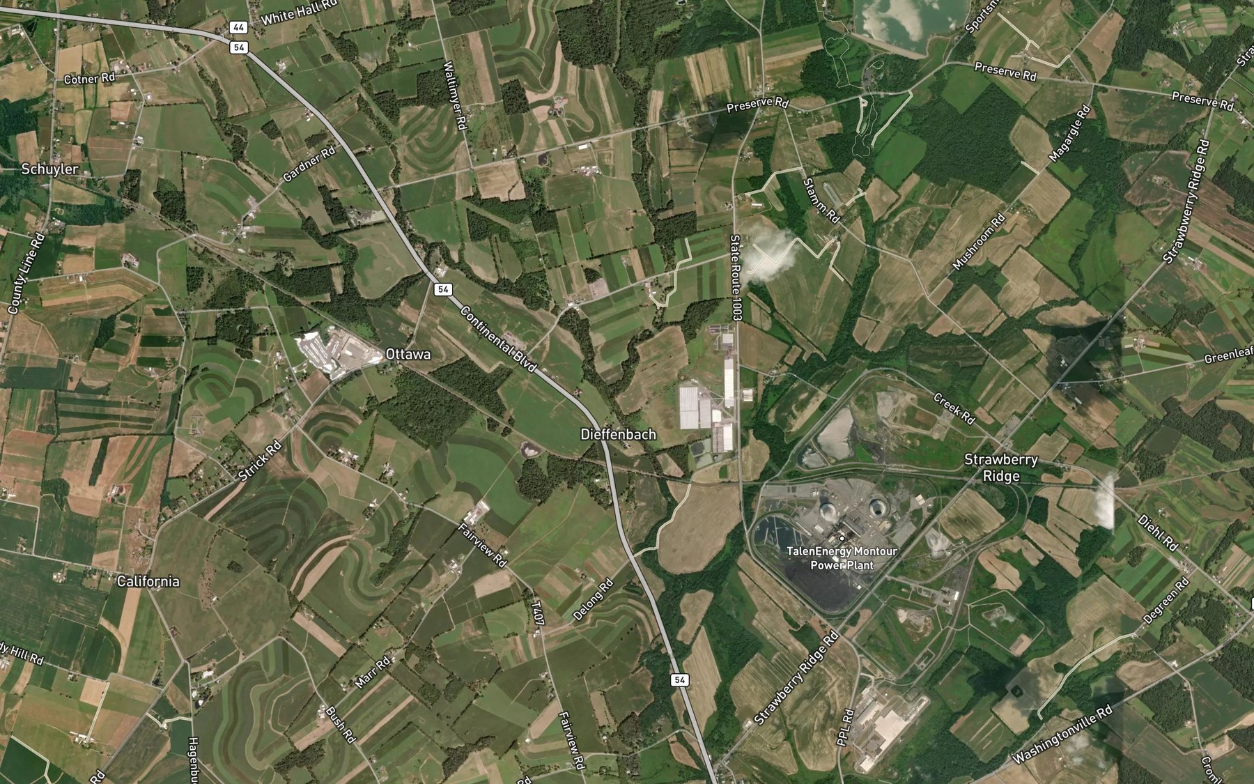 Satellite map of the County Line Branch