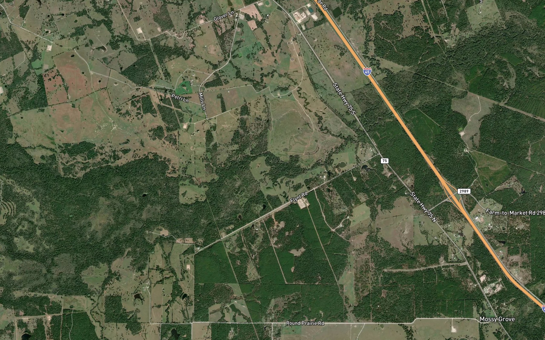 Satellite map of the Mill Branch