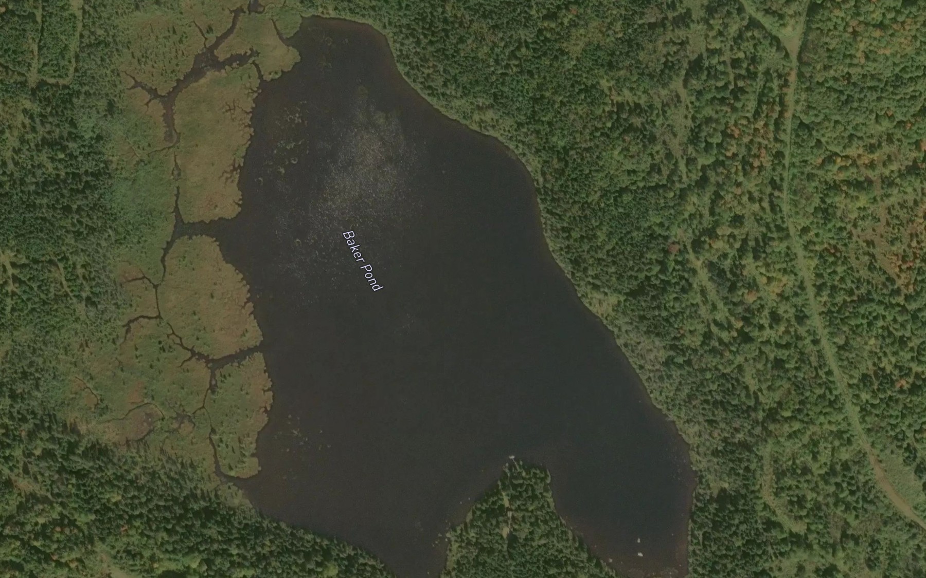 Satellite map of the Barker Pond