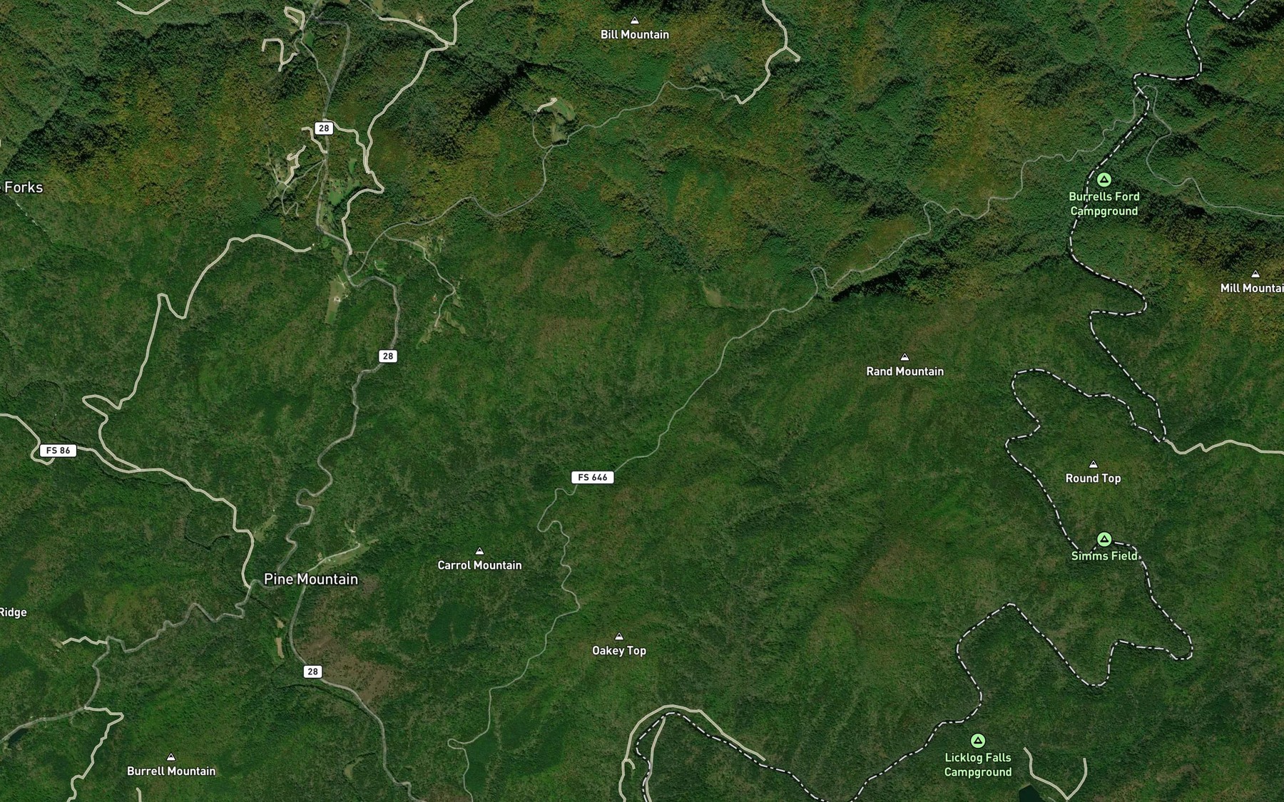 Satellite map of the Galloway Creek