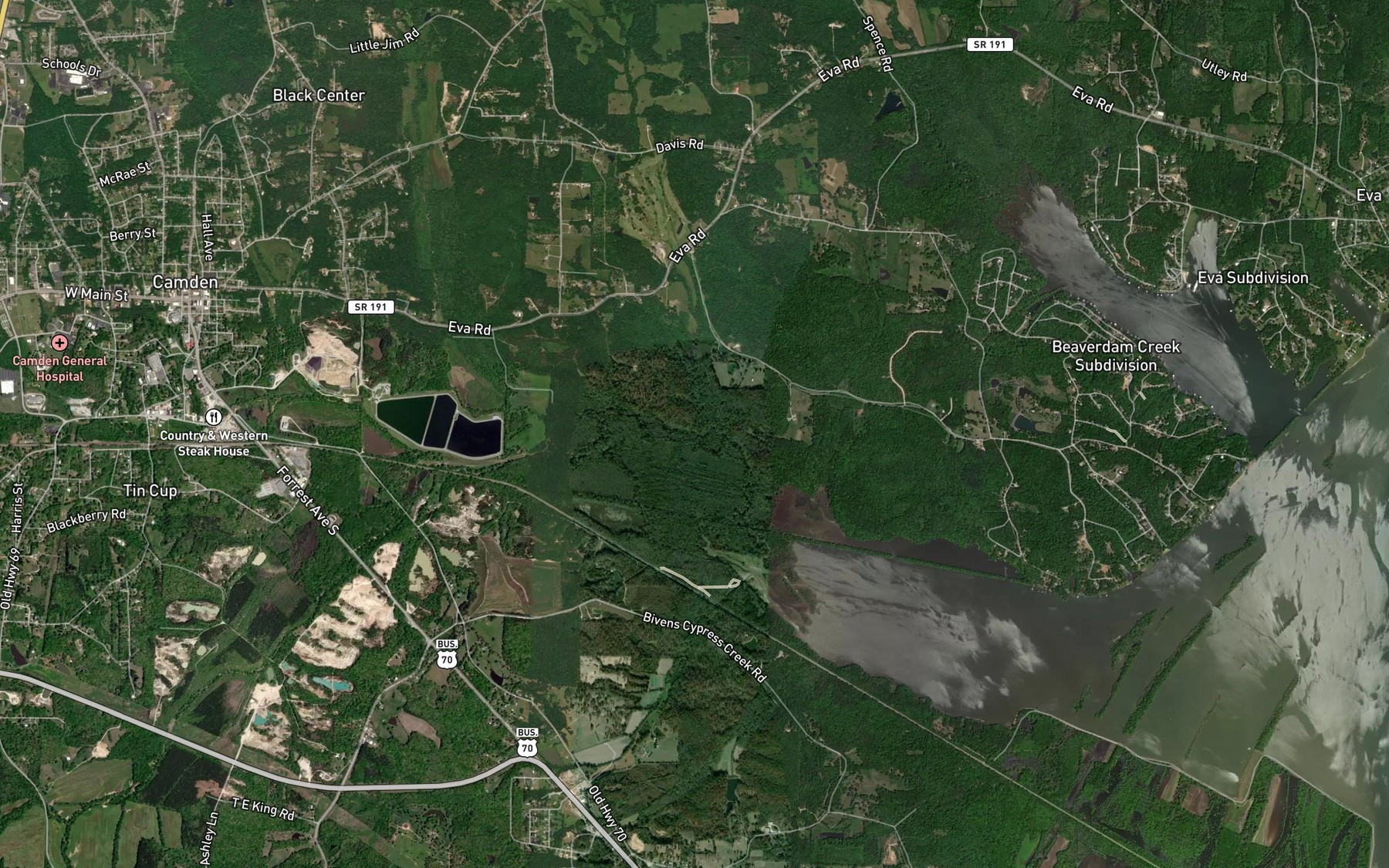 Satellite map of the Hawley Creek