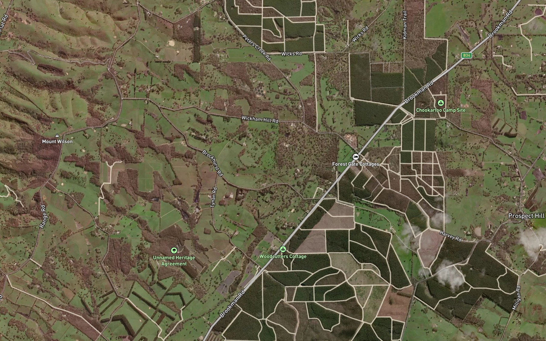 Satellite map of the Blackwood Gully