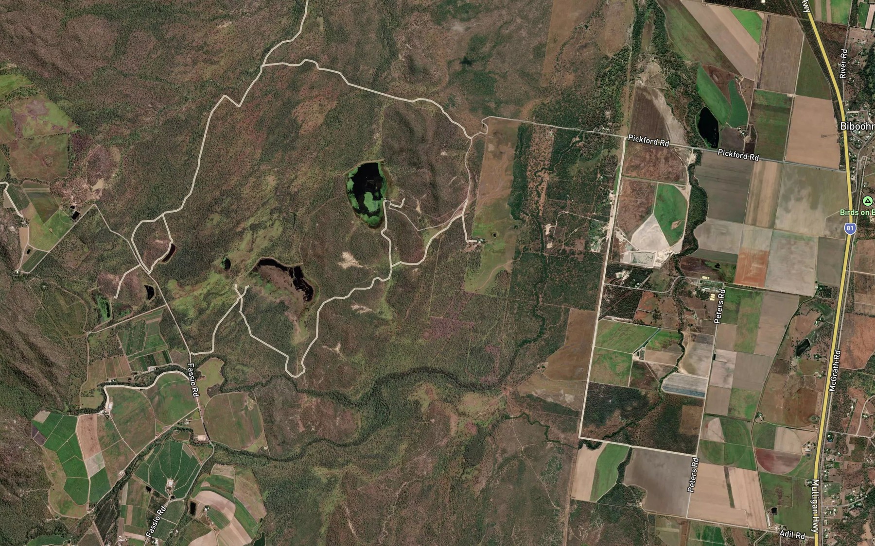Satellite map of the Four Mile Creek