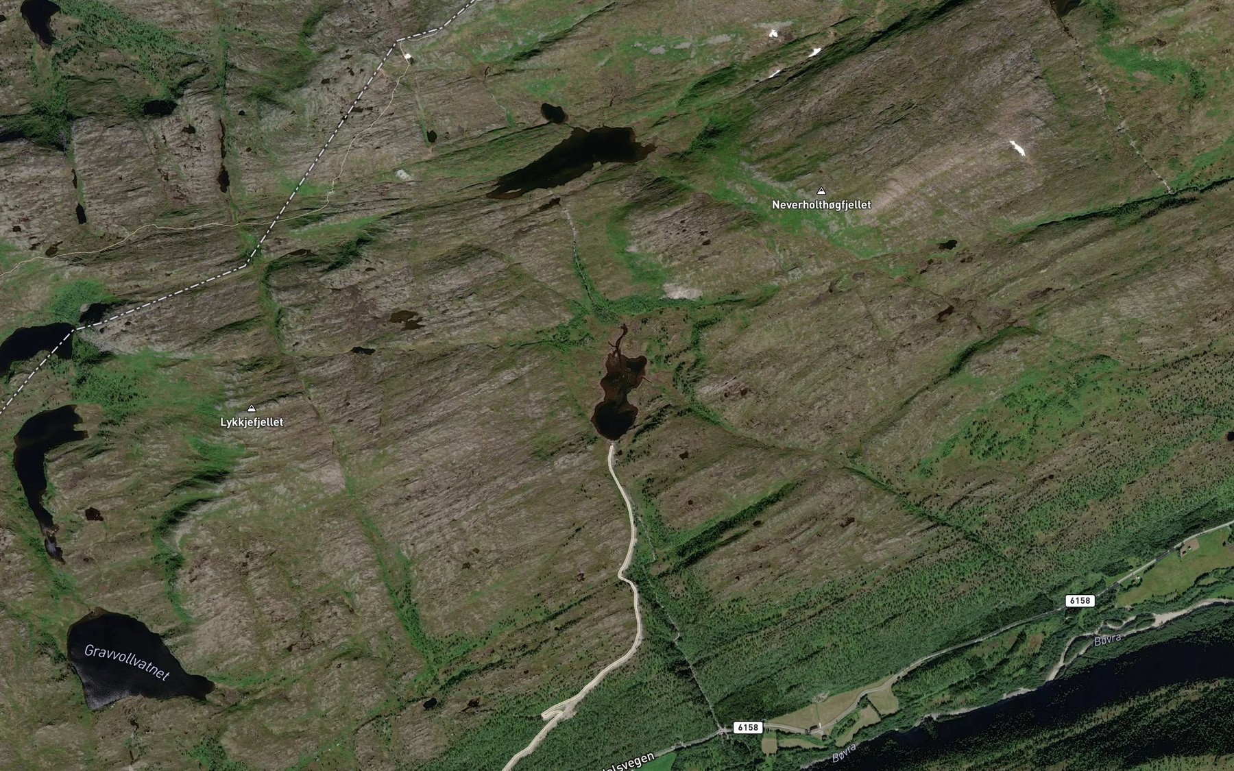 Satellite map of the Nedre Myrholtvatnet