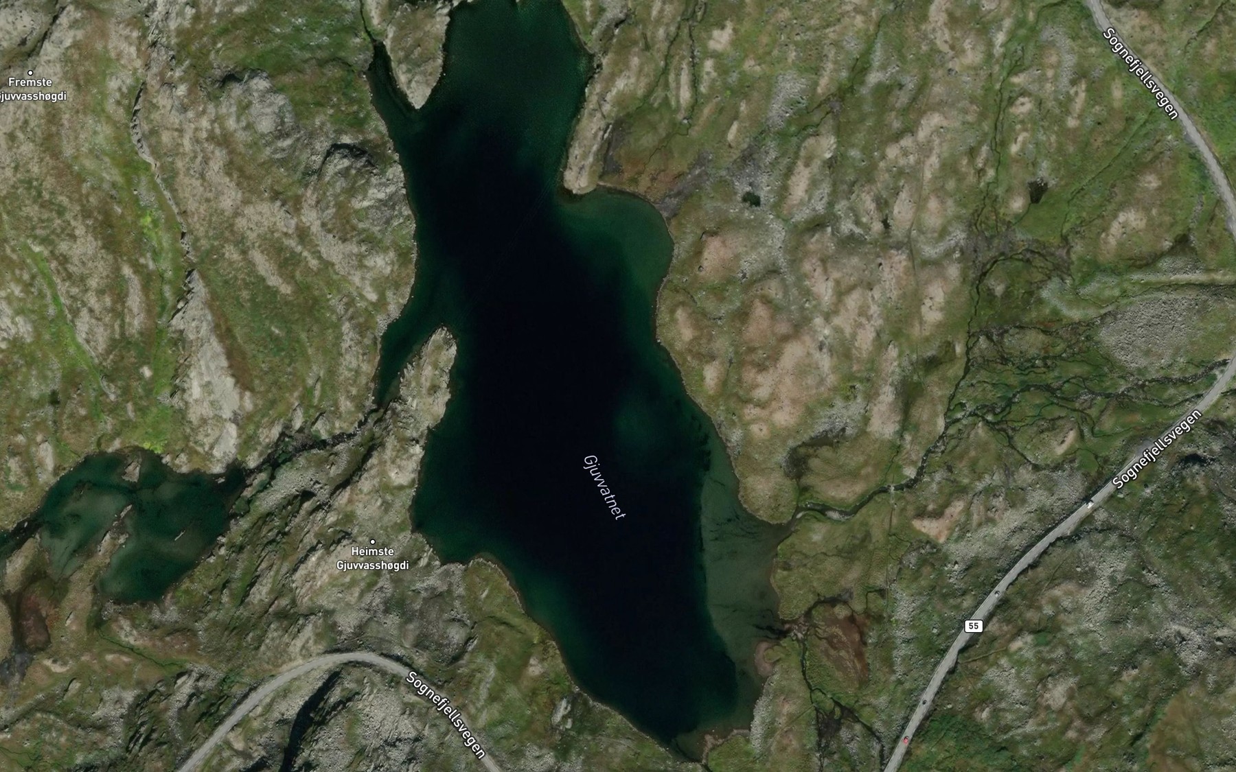 Satellite map of the Gjuvvatnet