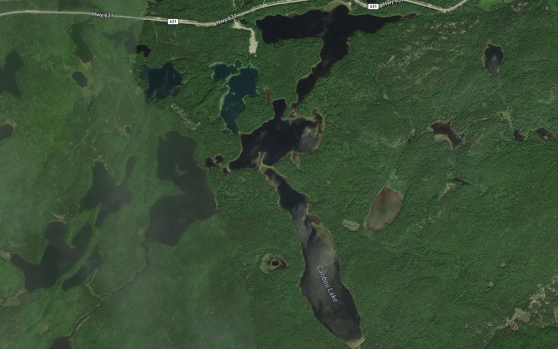Satellite map of the Caribou Lake
