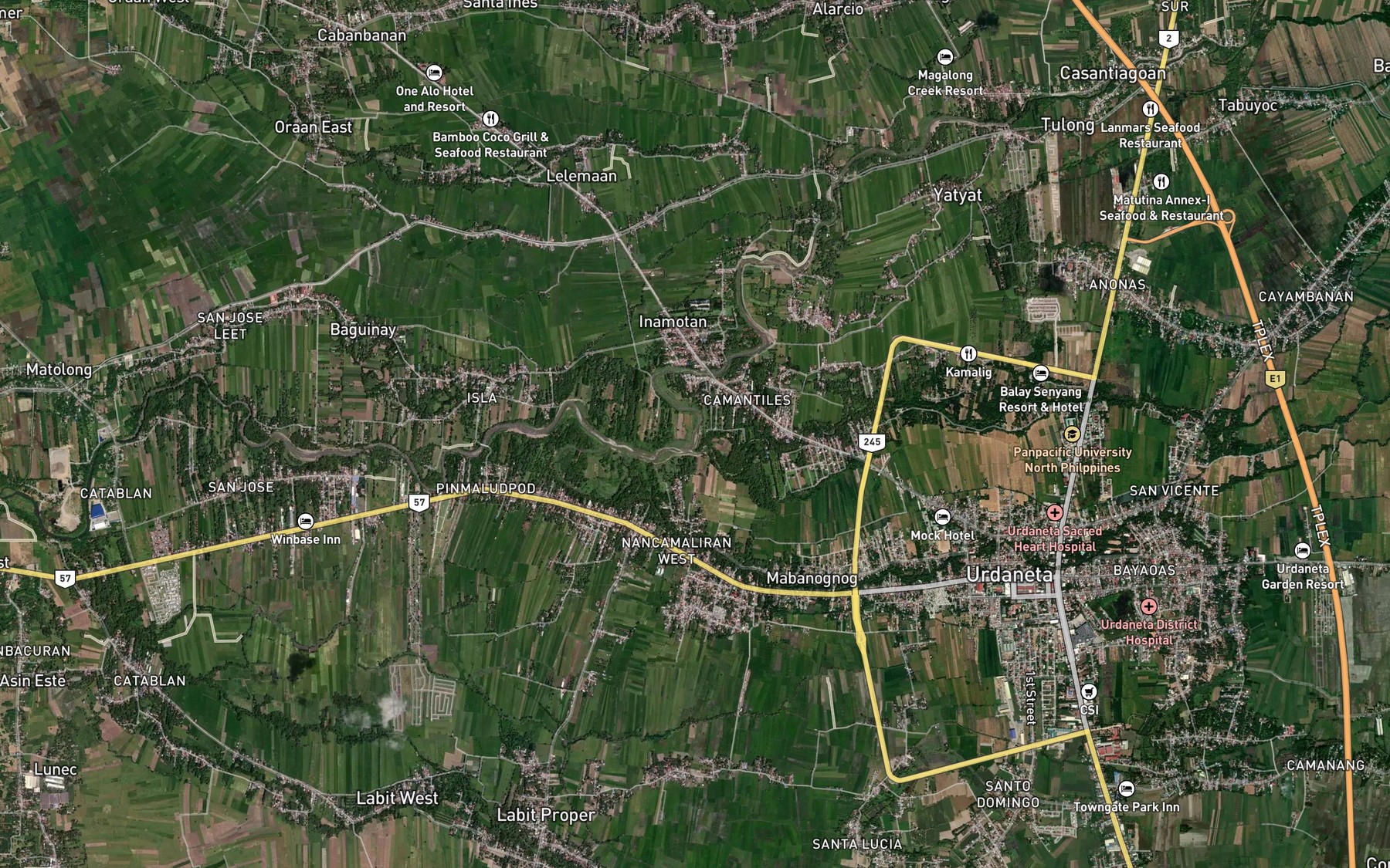 Satellite map of the Mitura River