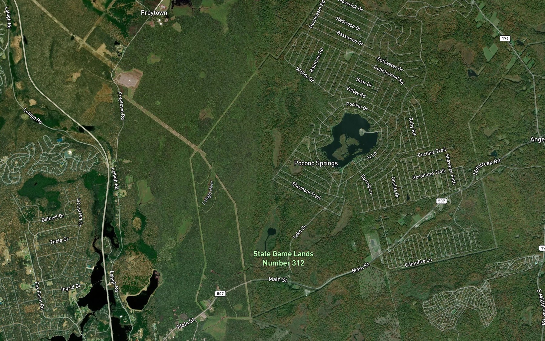 Satellite map of the Crystal Lake