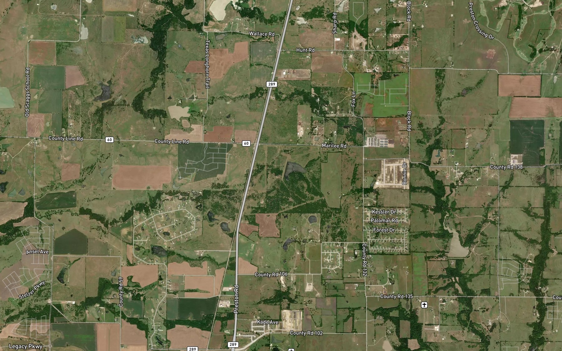 Satellite map of the Soil Conservation Service Site 8b Reservoir