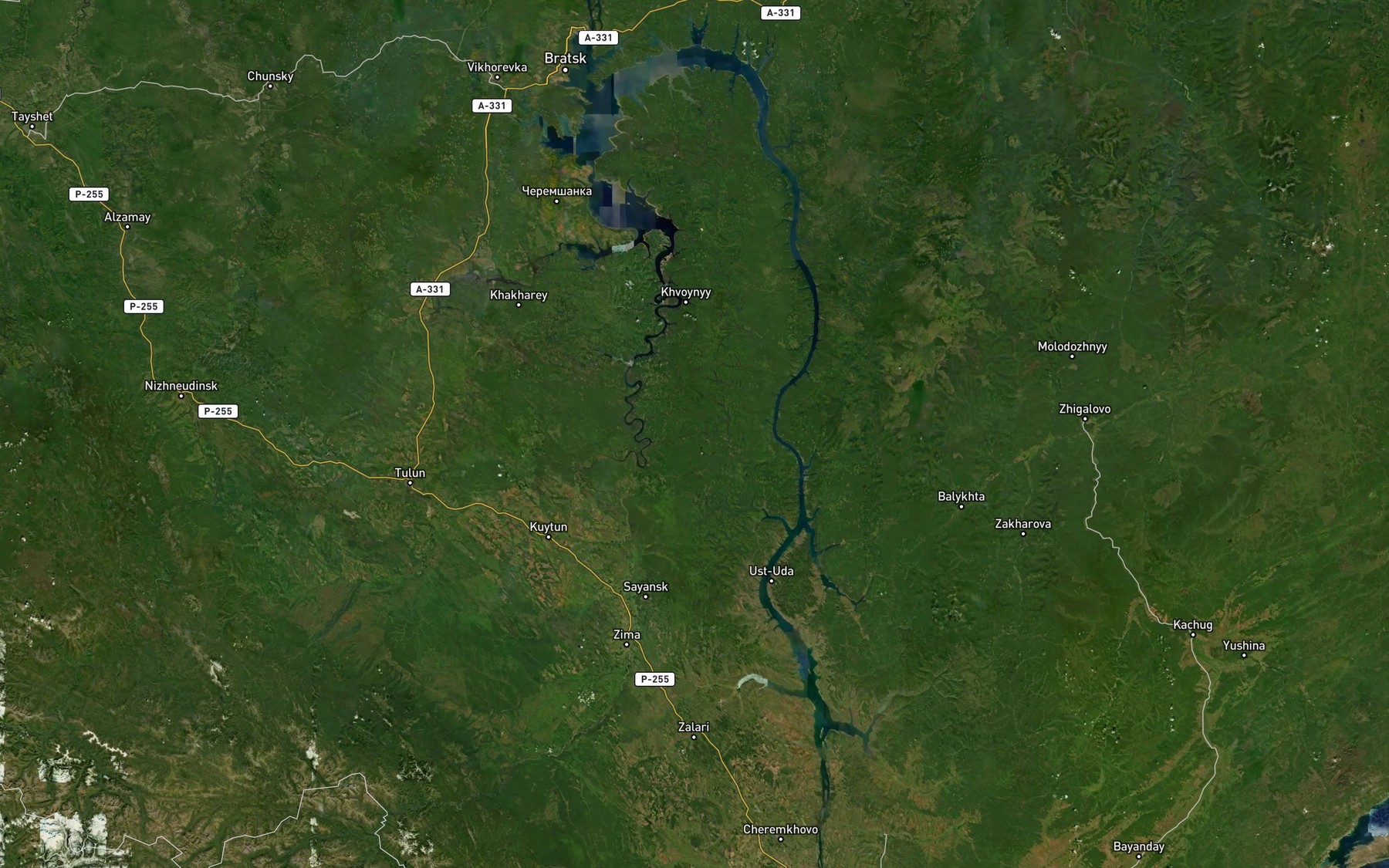 Satellite map of the Zaliv Oka
