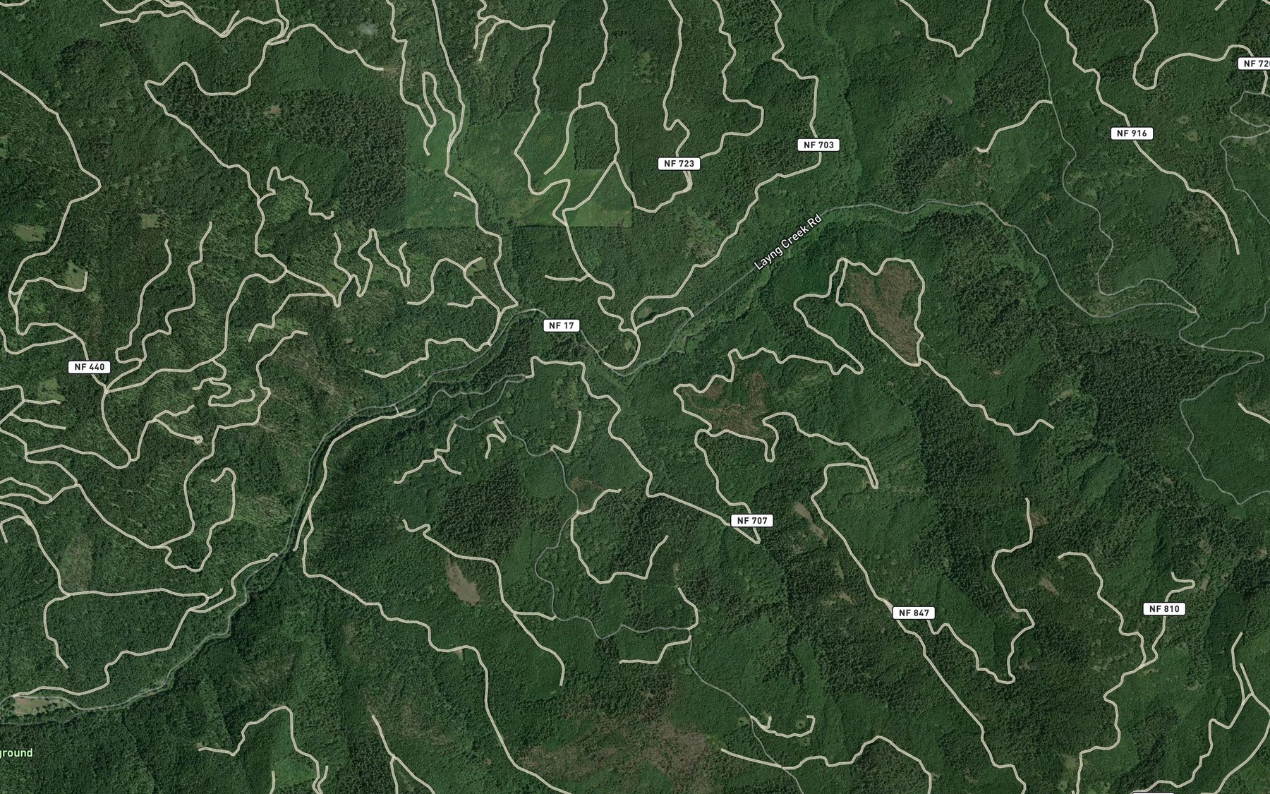 Satellite map of the Harvey Creek