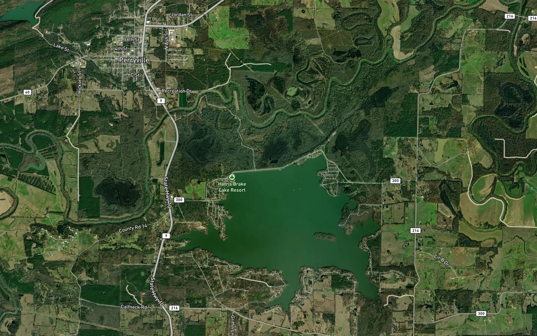 Satellite map of the Harris Brake Public Fishing Lake