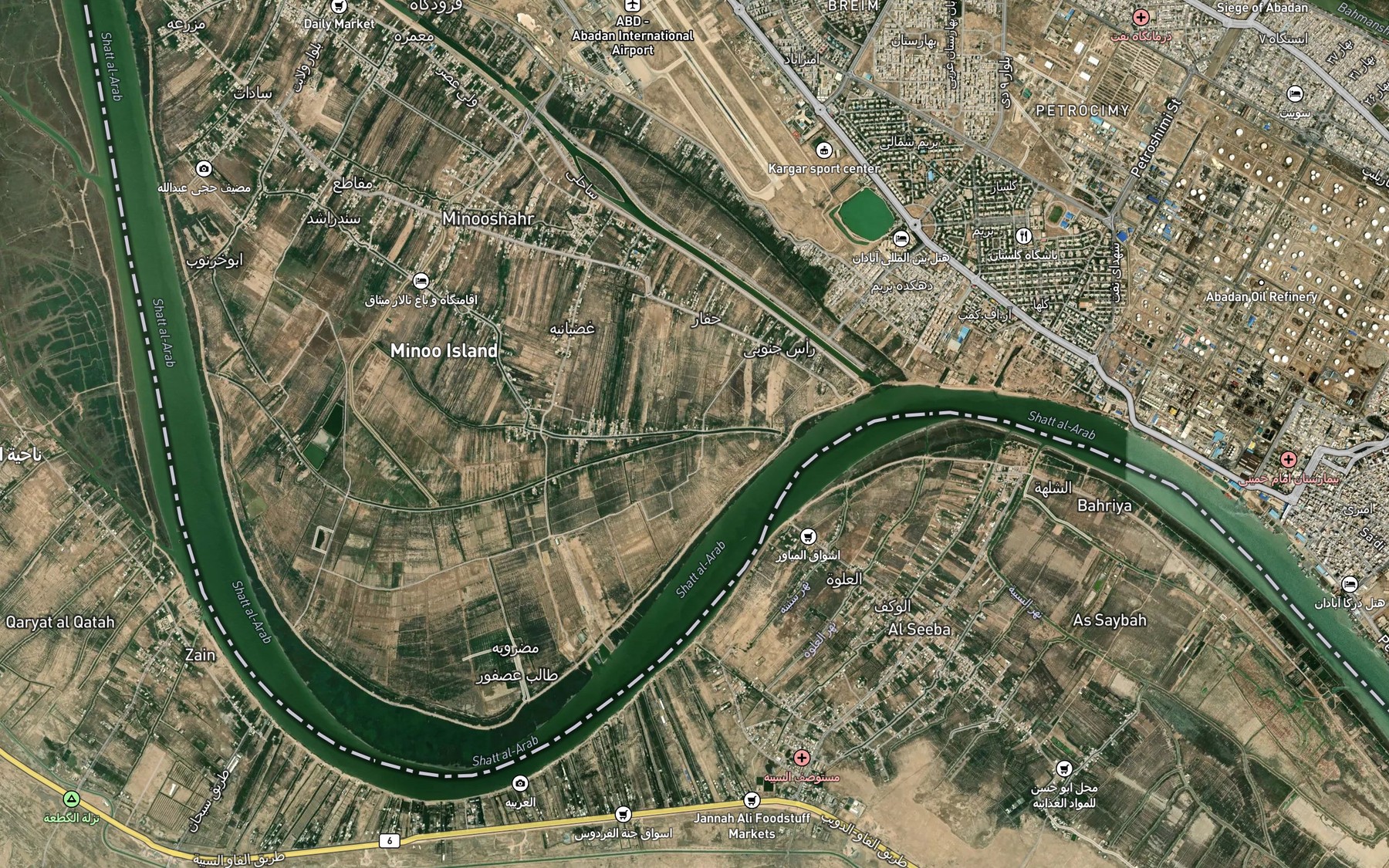 Satellite map of the Nahr-e Omm ol Fasb