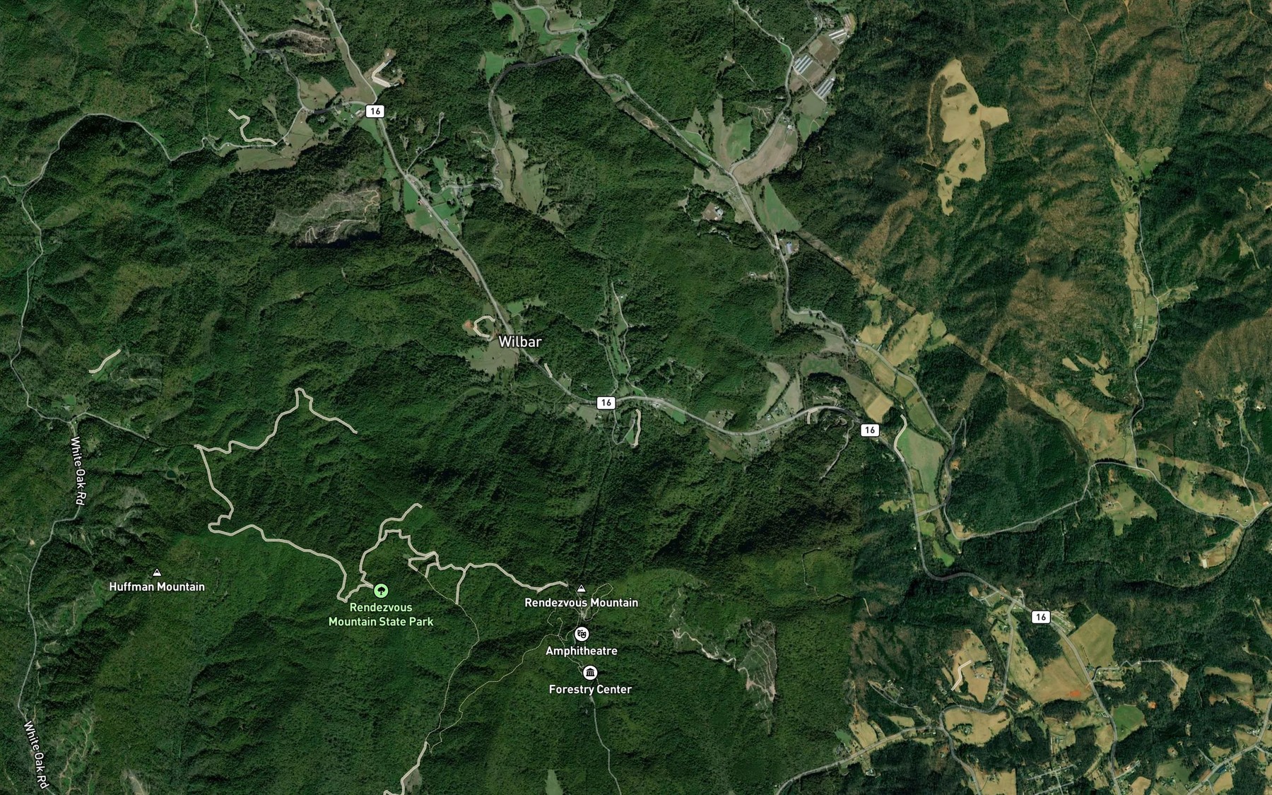 Satellite map of the South Fork Reddies River