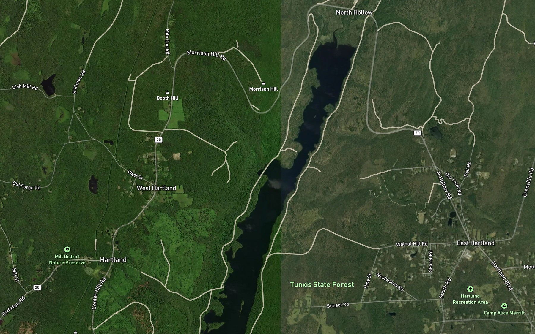 Satellite map of the Falls Brook