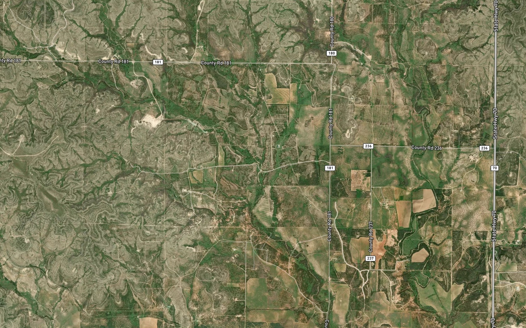 Satellite map of the Cas Russell Creek