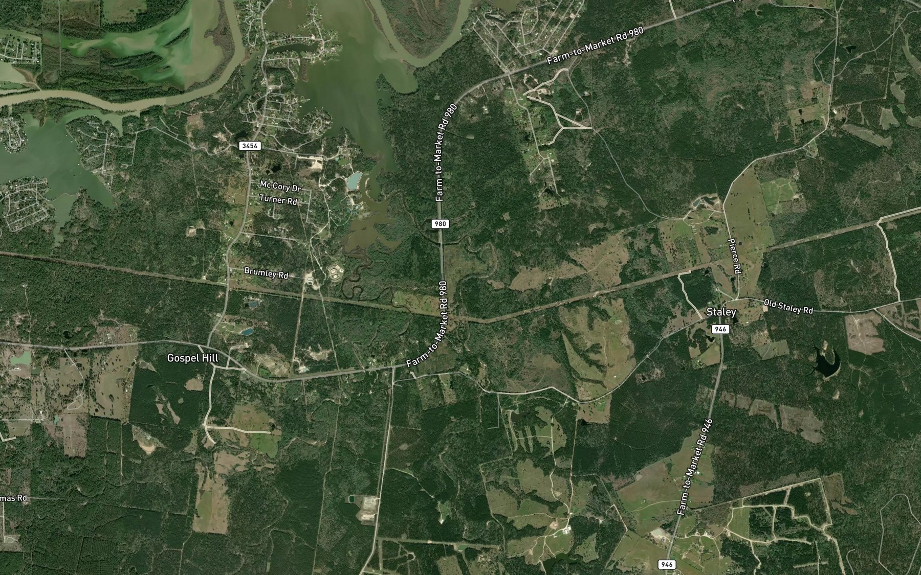Satellite map of the West Carolina Creek