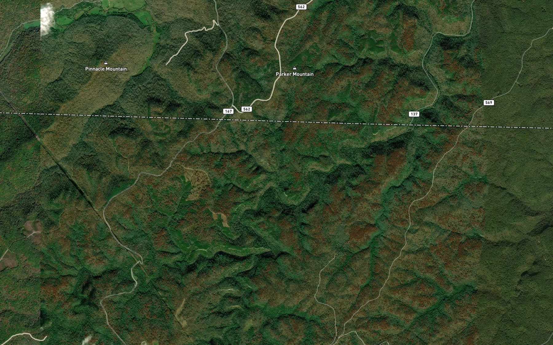 Satellite map of the Right Fork Pennington Branch