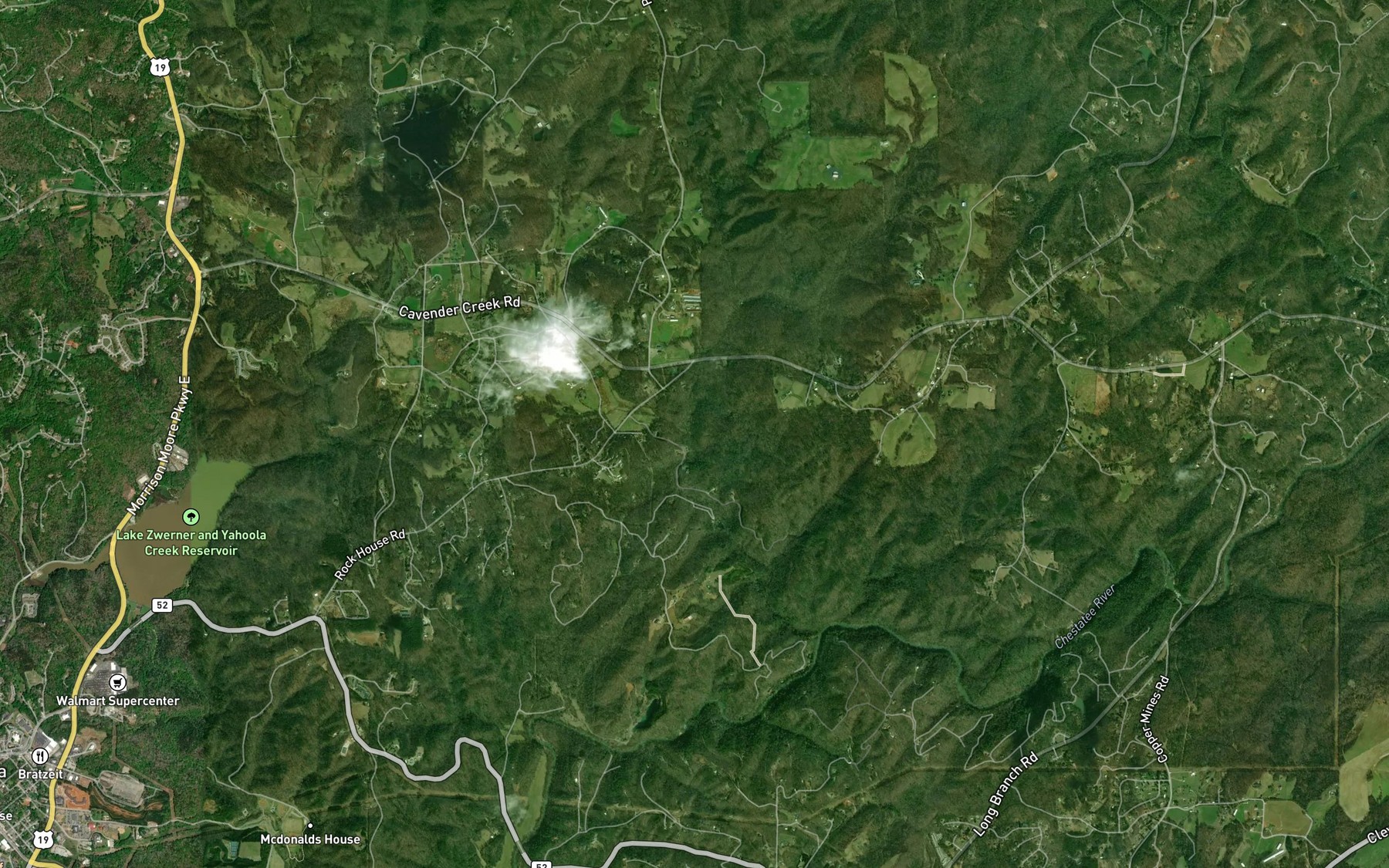 Satellite map of the Left Fork Cavenders Creek