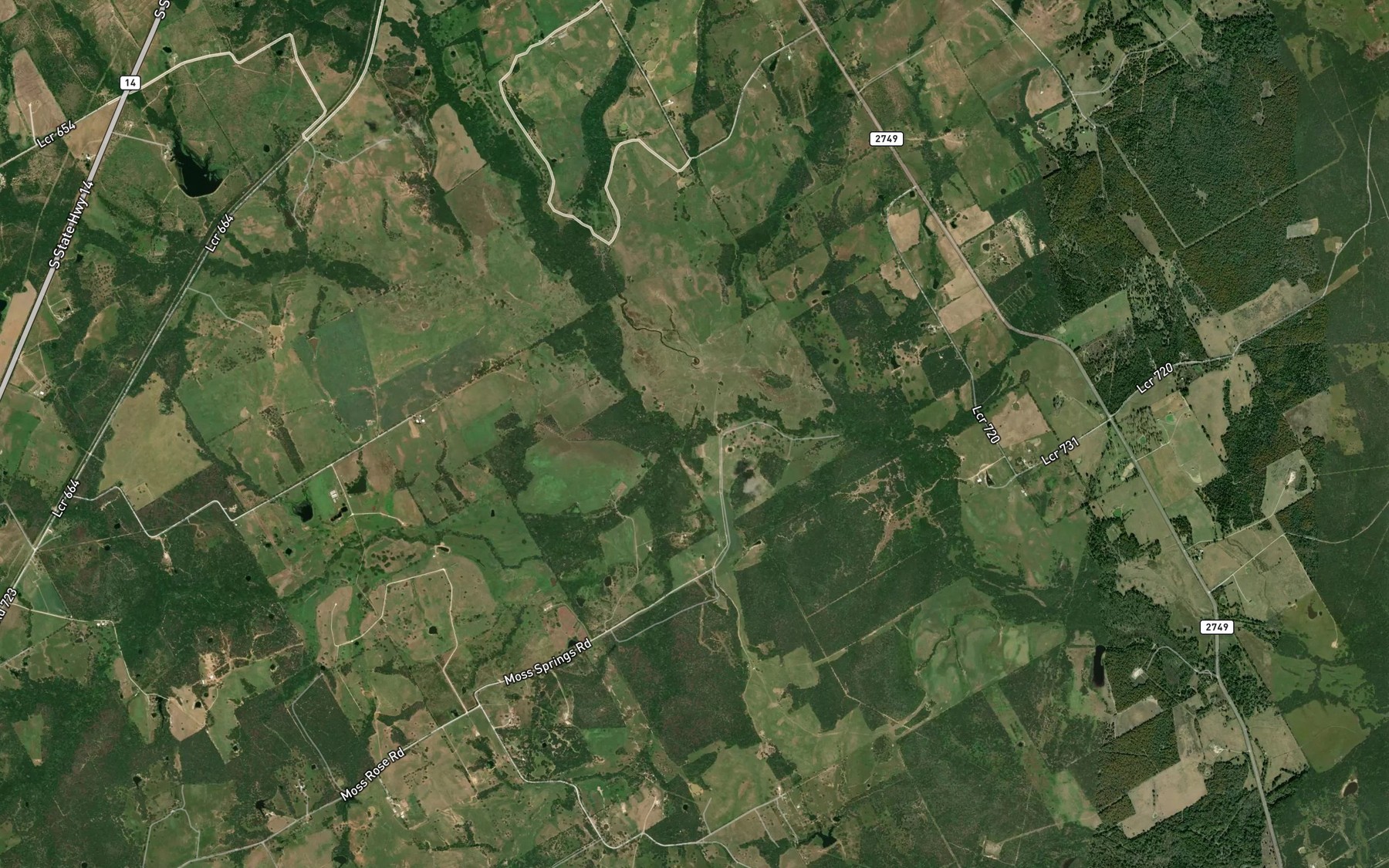 Satellite map of the Gentry Creek