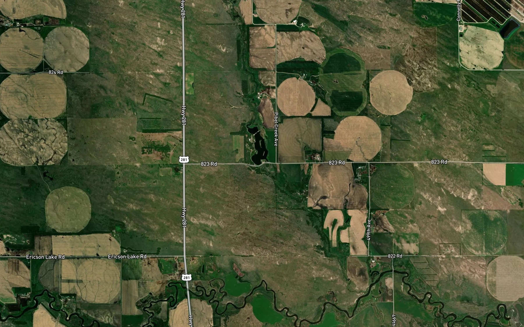 Satellite map of the Pibel Reservoir