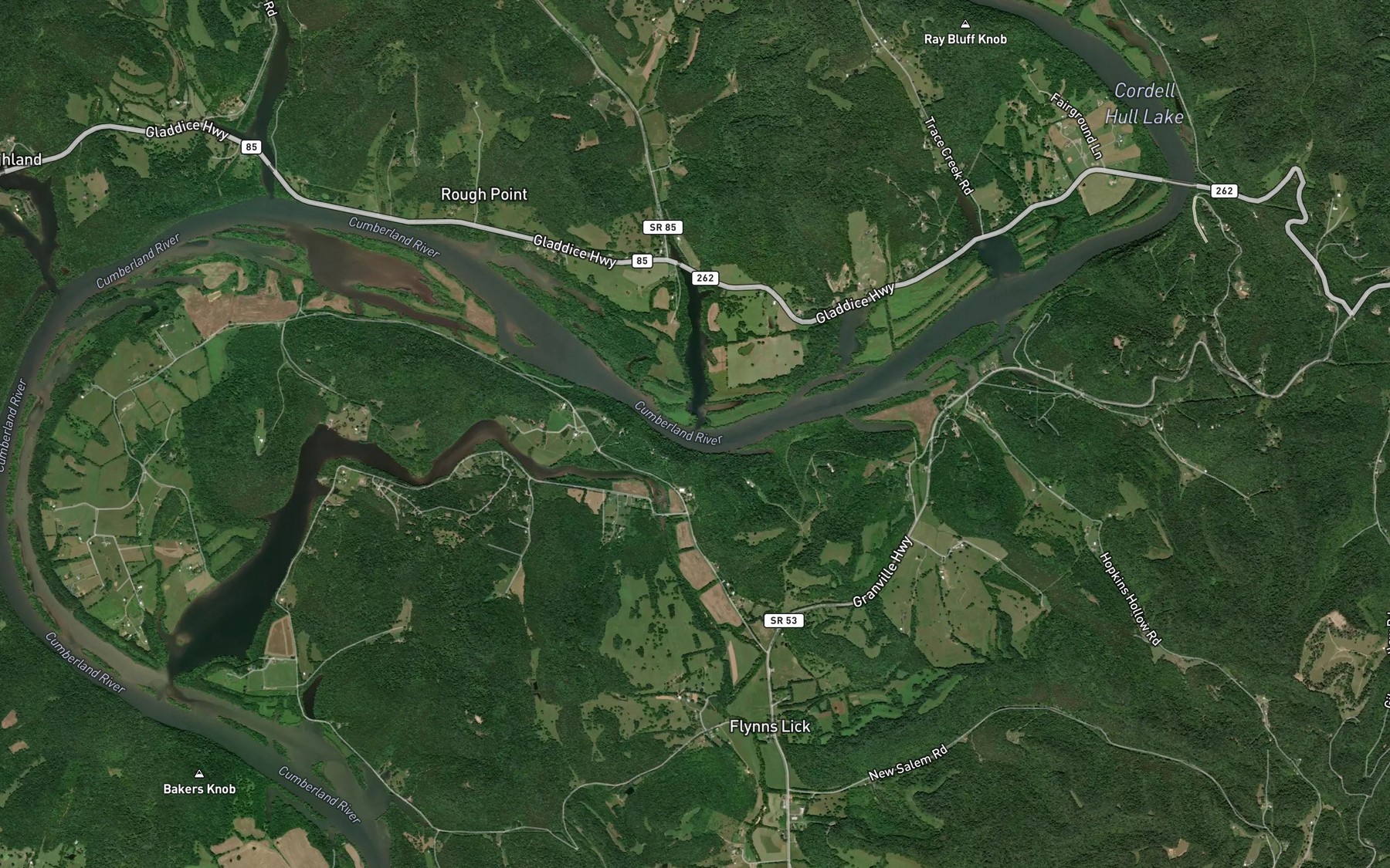 Satellite map of the Bullard Creek