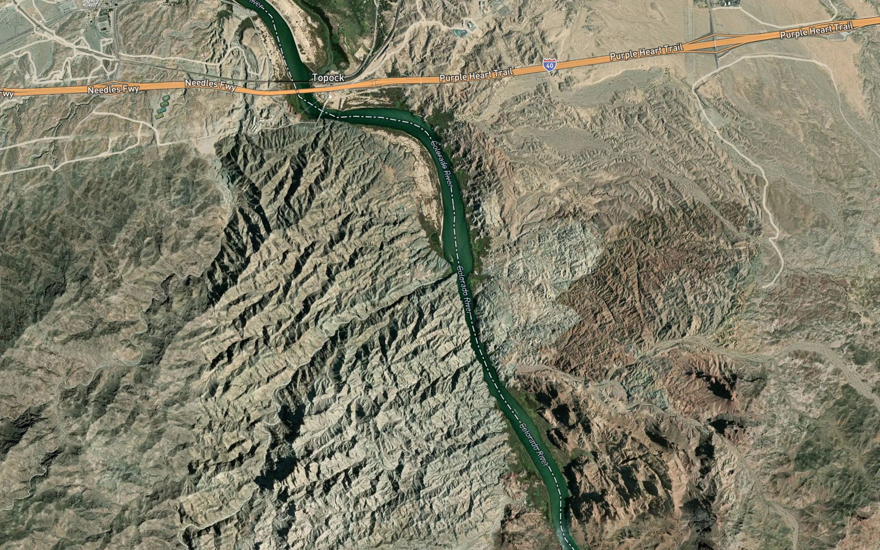 Satellite map of the Mohave Wash