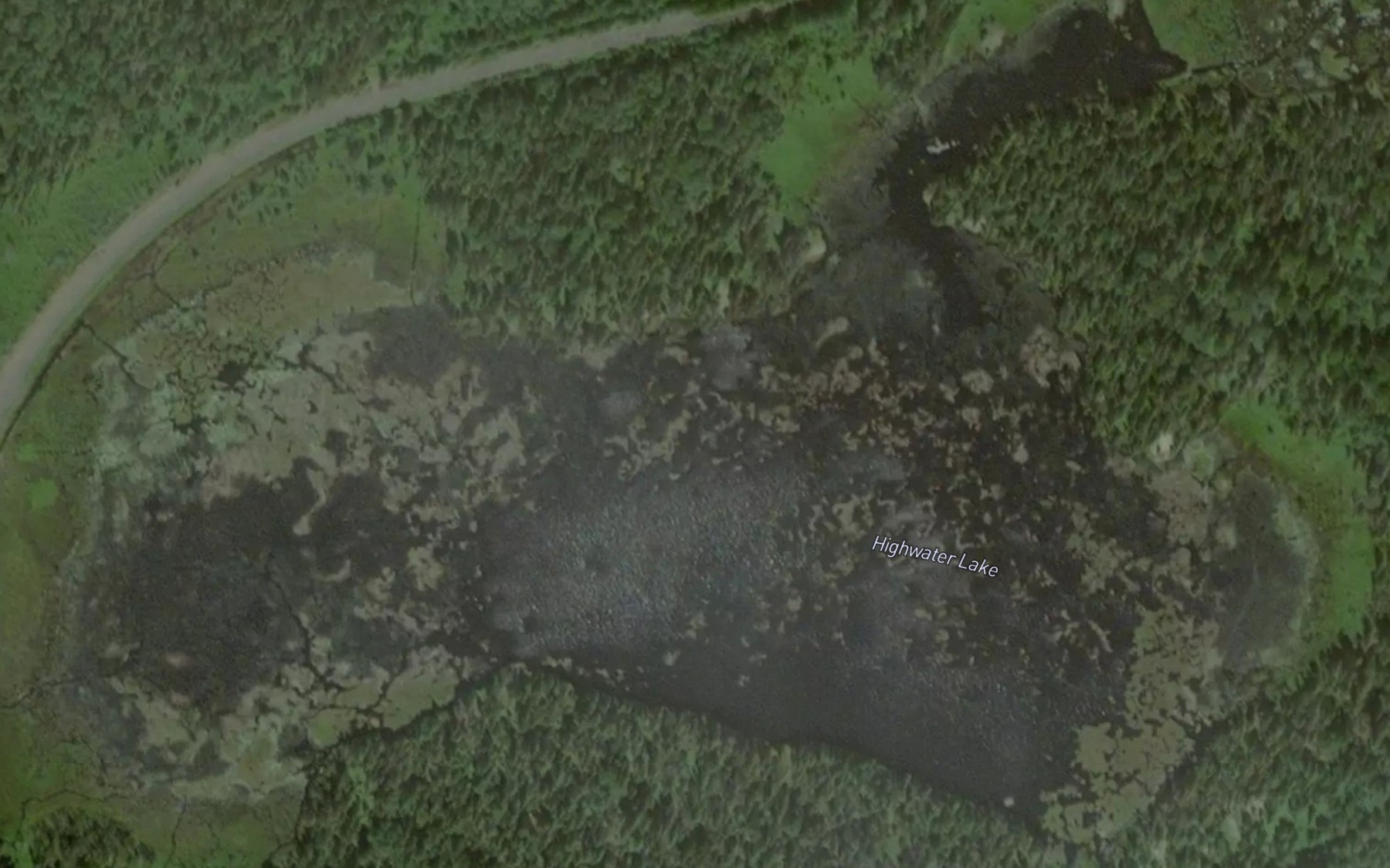 Satellite map of the Highwater Lake