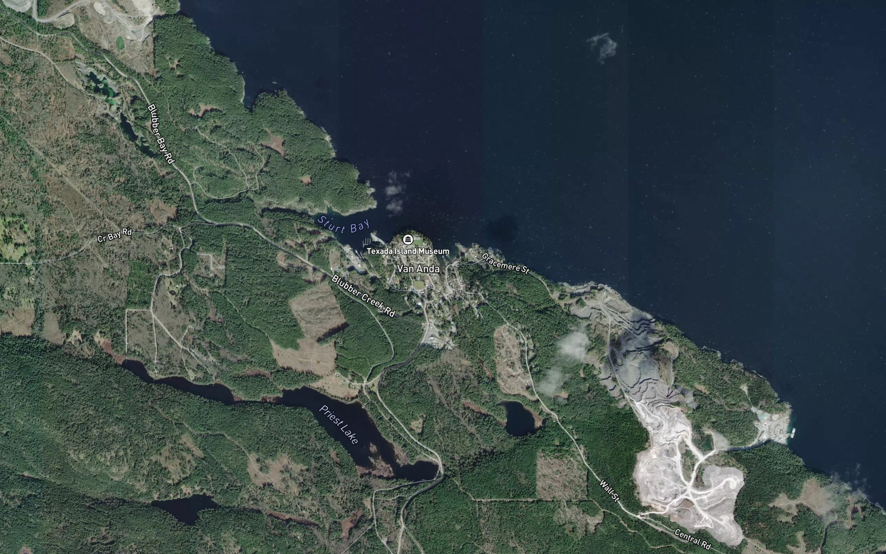 Satellite map of the Van Anda Creek