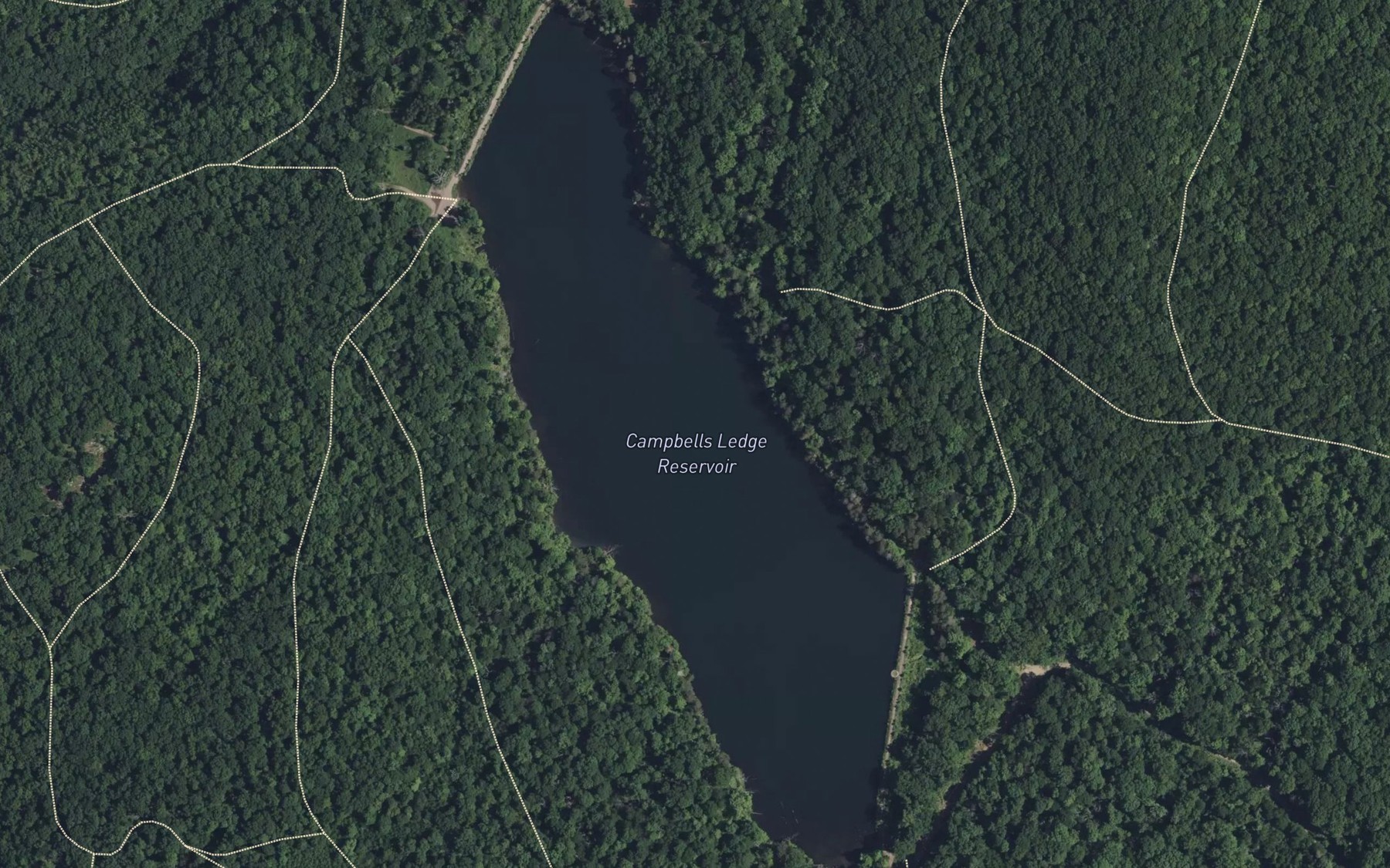 Satellite map of the Campbells Ledge Reservoir