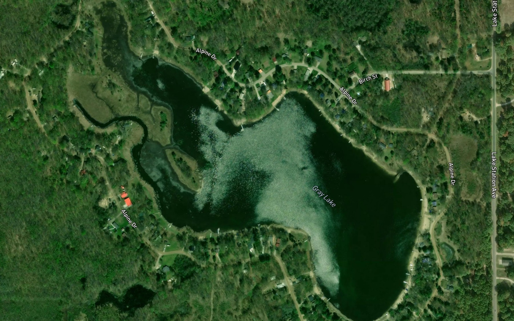 Satellite map of the Gray Lake