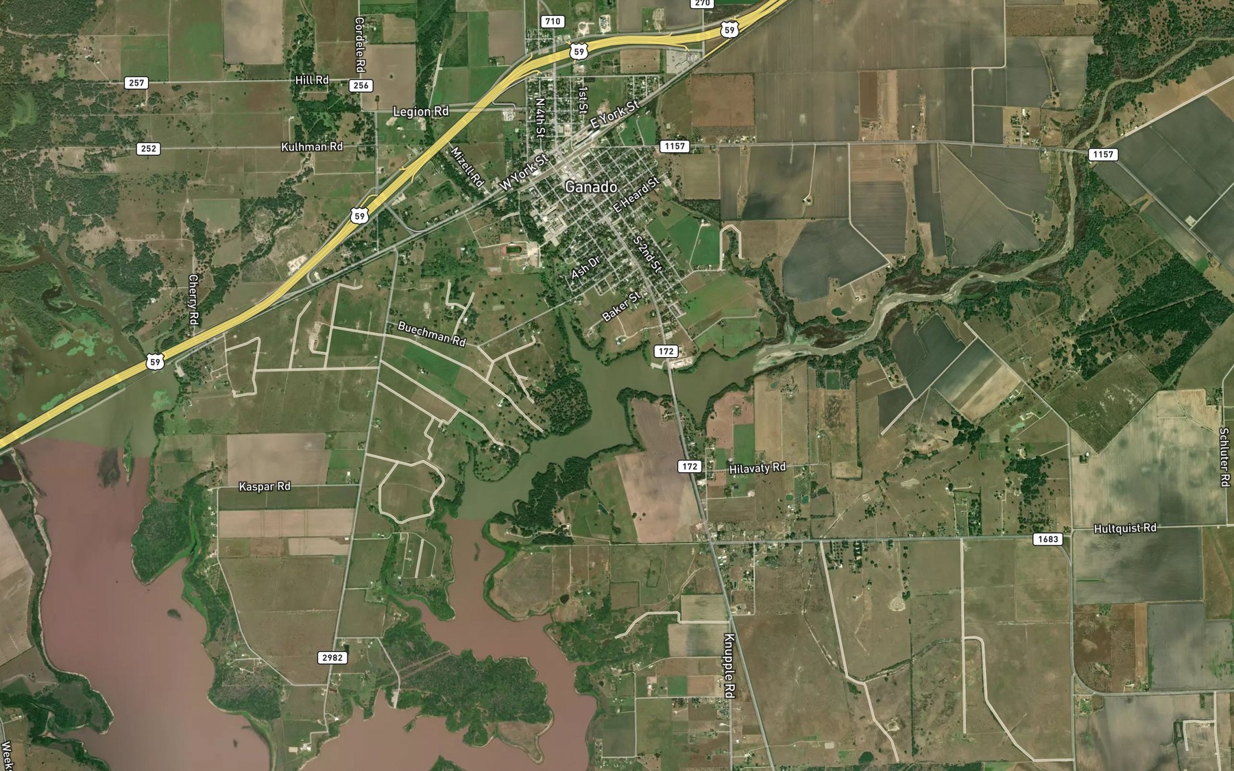 Satellite map of the Devers Creek