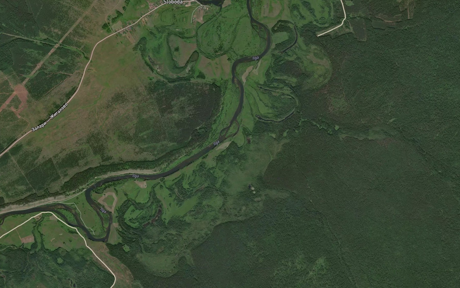 Satellite map of the Ostozh'ye