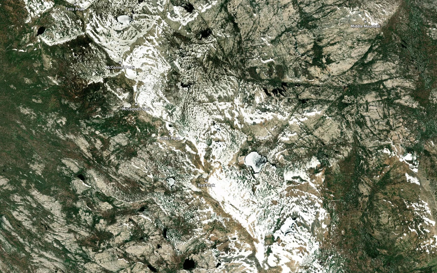 Satellite map of the Leland Lakes