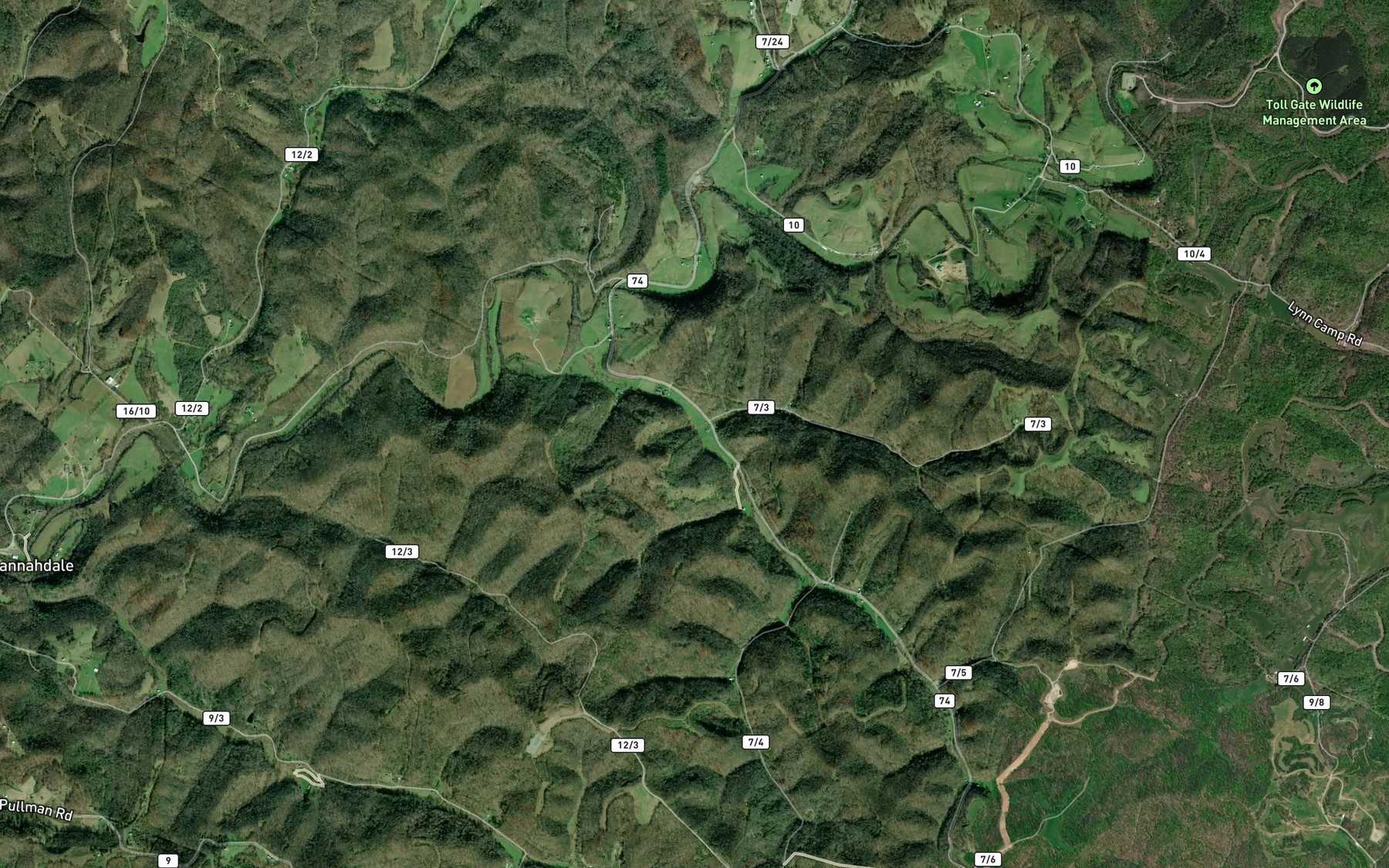 Satellite map of the Little Beason Run