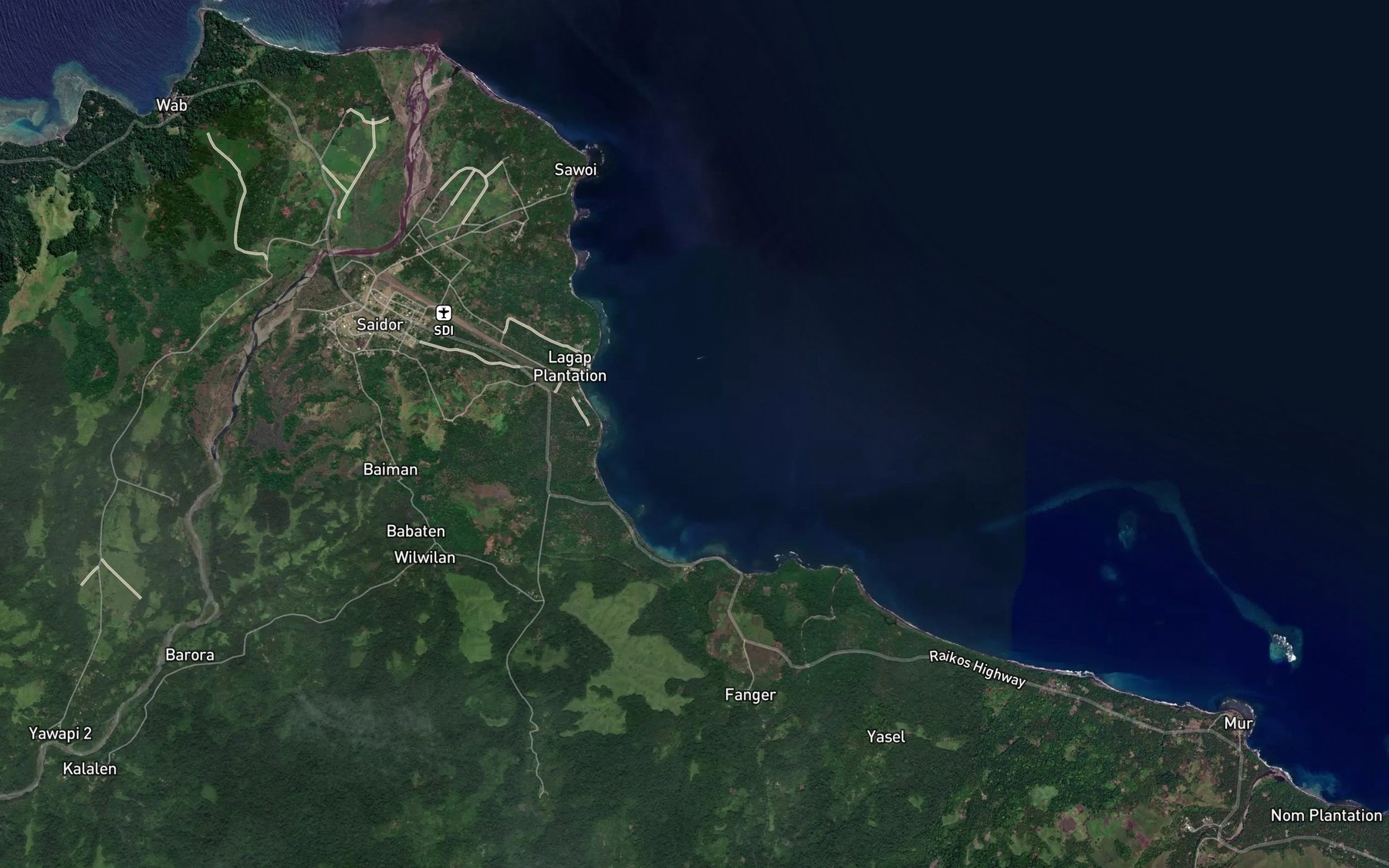 Satellite map of the Dekays Bay