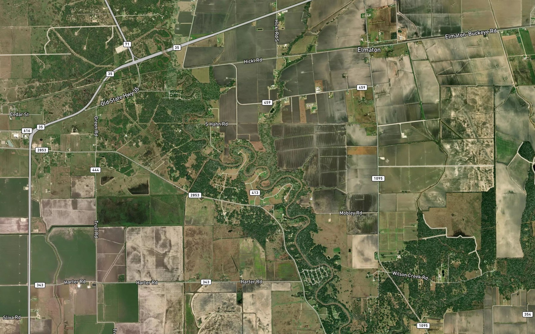 Satellite map of the Briar Creek