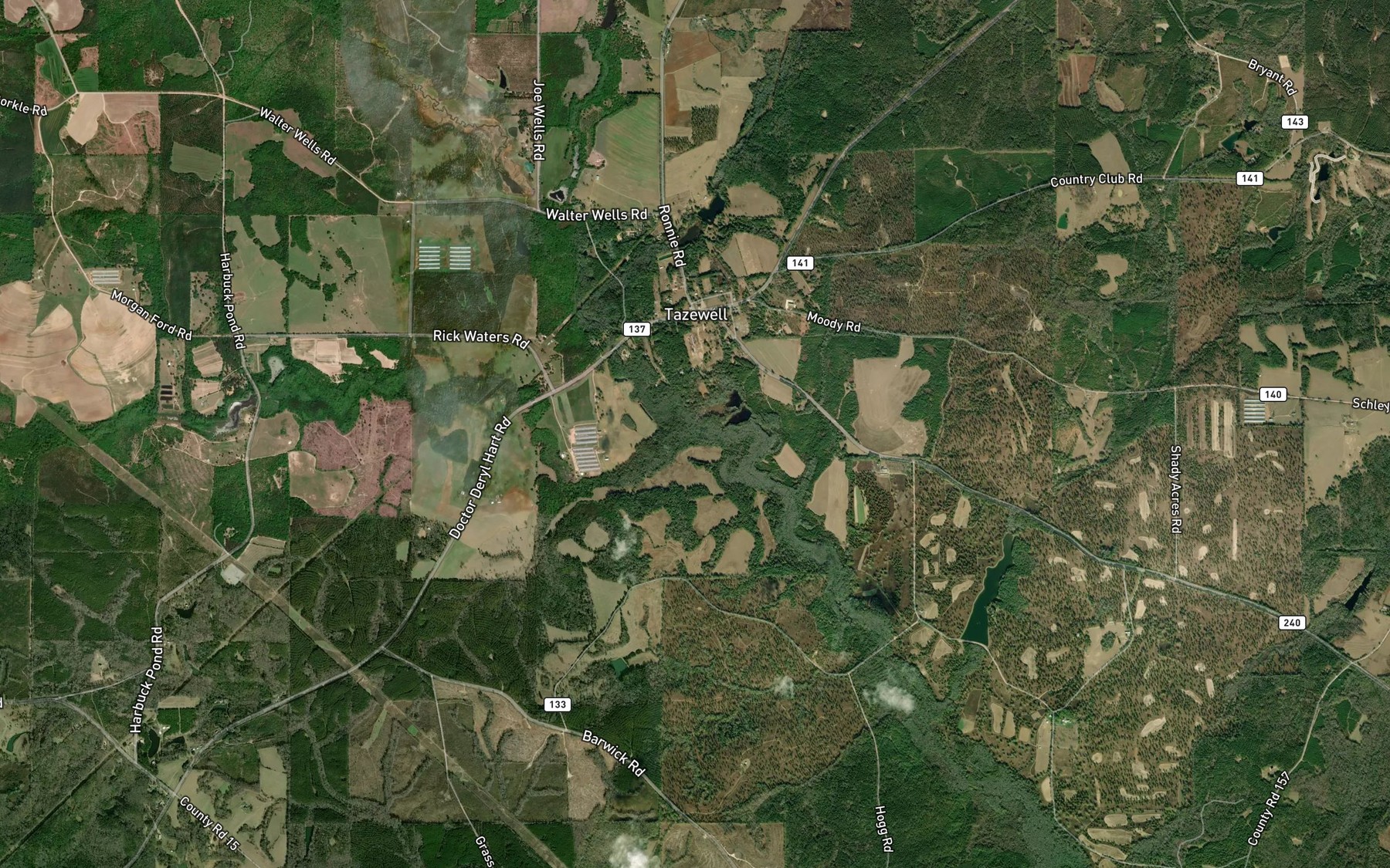 Satellite map of the Gin Creek