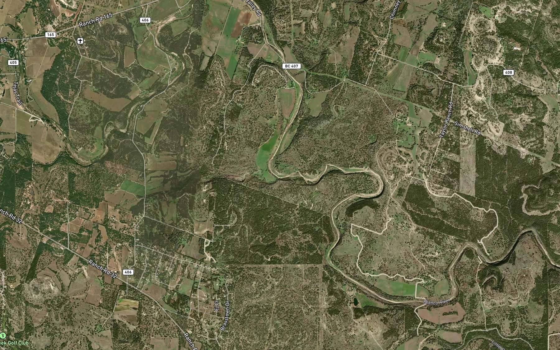 Satellite map of the Cove Branch